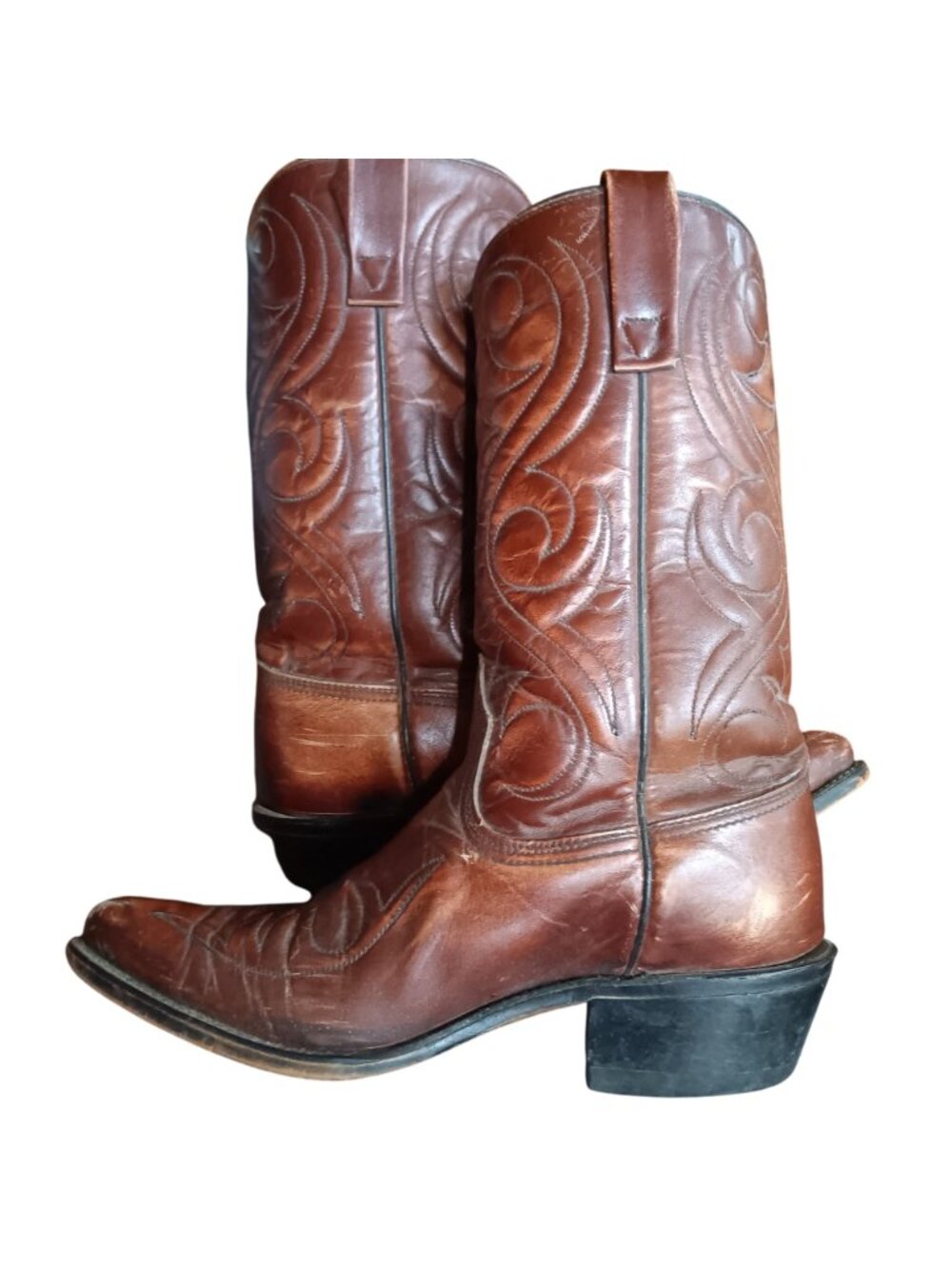 7.5 M Womens Cowgirl Acme 1970's Mens 6.5 D Vintage Leather Cowboy Boots USA - Picture 7 of 12